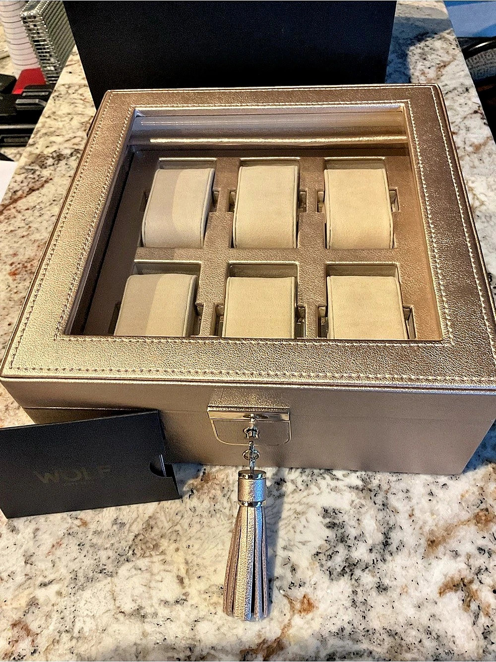 WOLF Palermo 6 Piece Watch Box Rose Gold